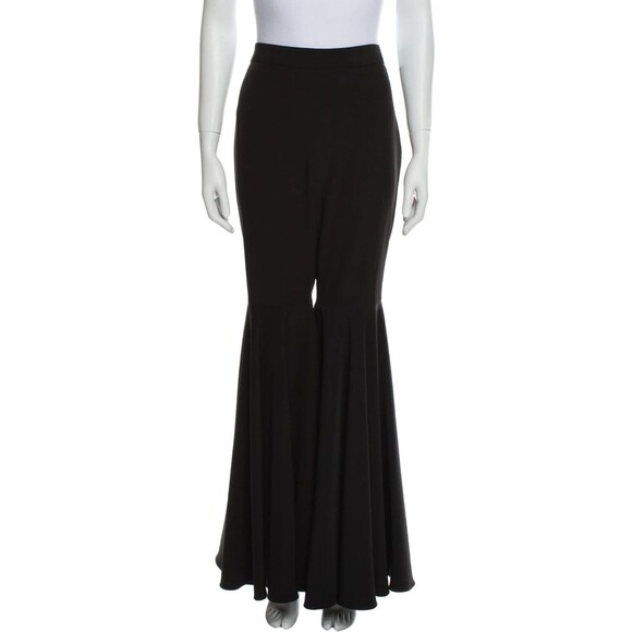 DESIGNER MILLY BLACK WIDE LEG HIGH-RISE RUFFLE EMBELLISHMENT PANTS SIZE 10.R - Picture 13 of 14